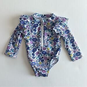 Gerber Baby Swimsuit Blue Floral Longsleeve